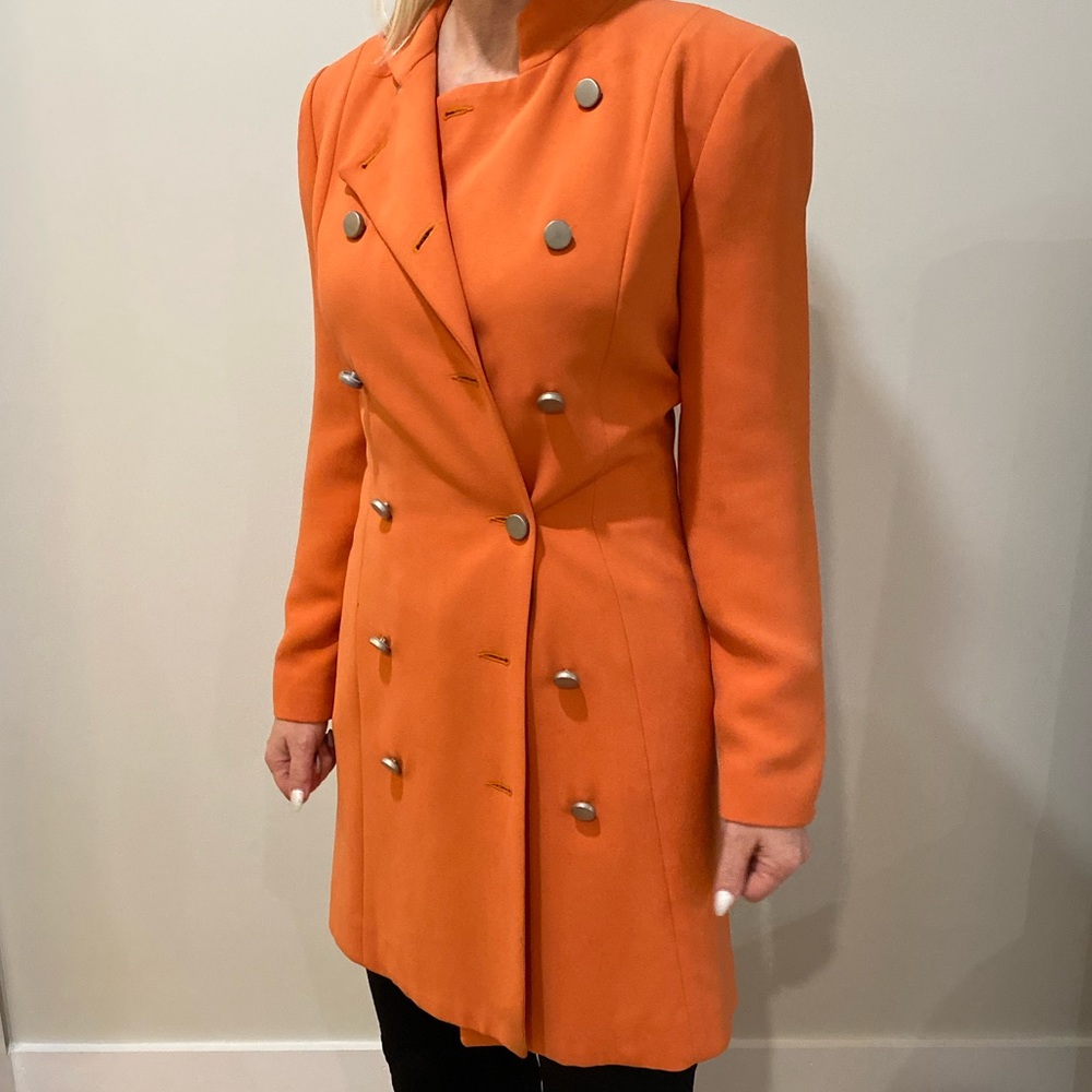 Nicole Miller Long Neon Orange Blazer